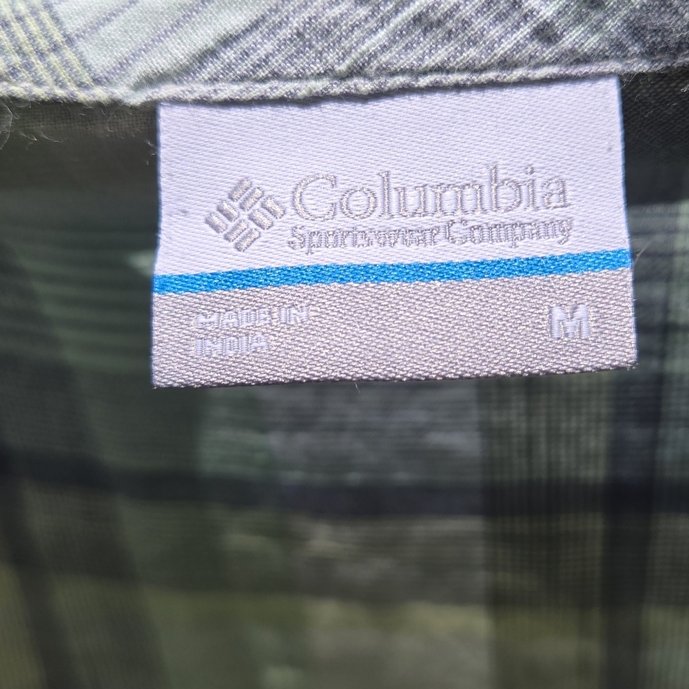 Columbia Mint & Blue Plaid Button-Down Long Sleeve "Sierra Nevada" Shirt SzM - Picture 4 of 10